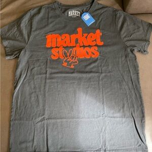Market Studios Gray T-Shirt with Orange Logo